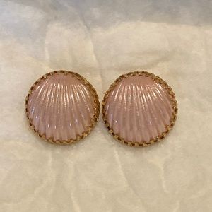 Pink and Gold Clip On Earrings